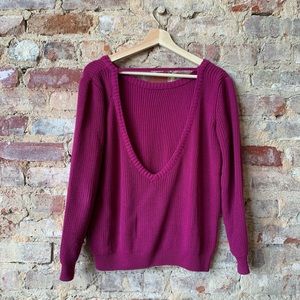 Open Back Backless Raspberry Sweater